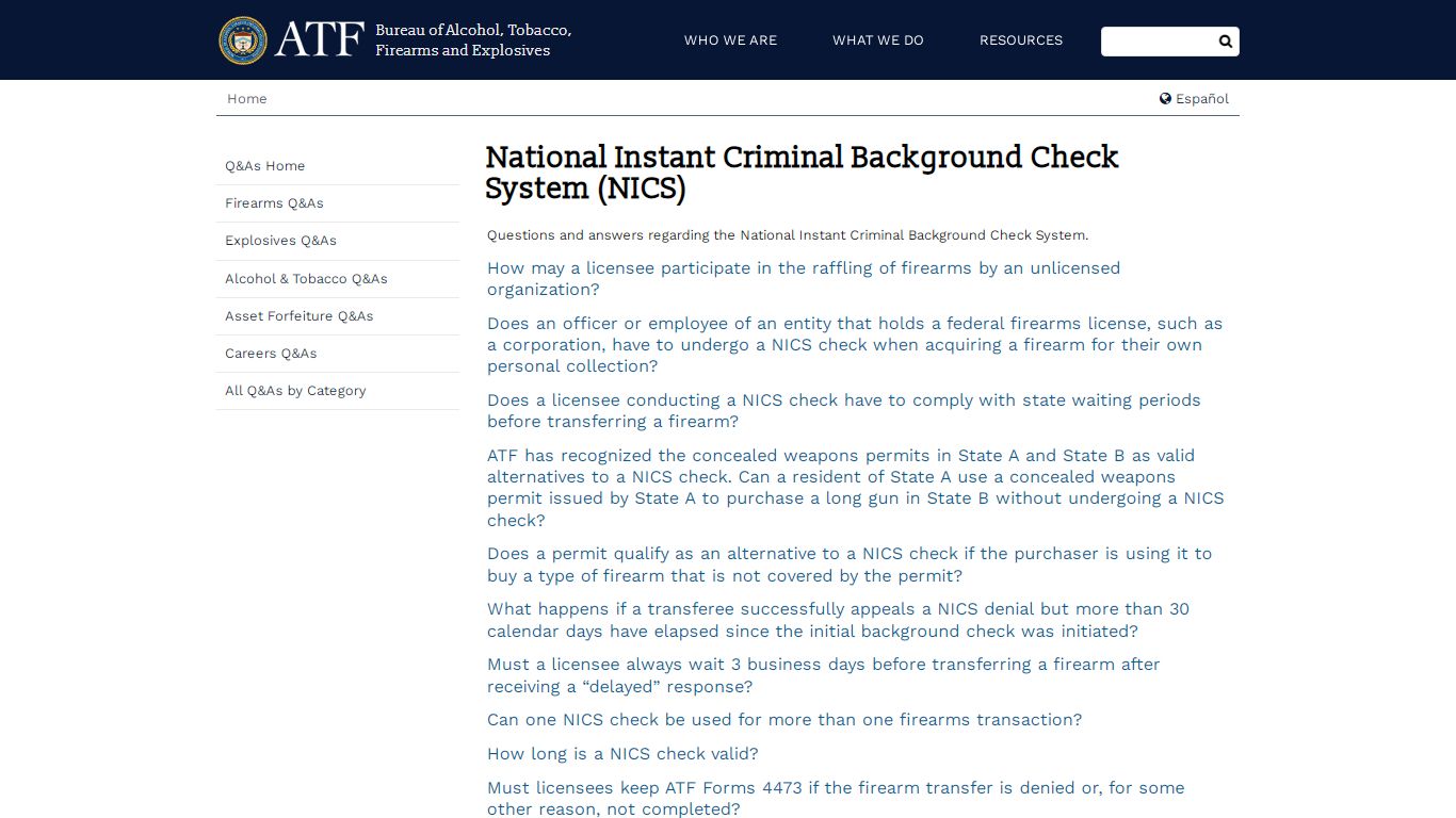 National Instant Criminal Background Check System (NICS)