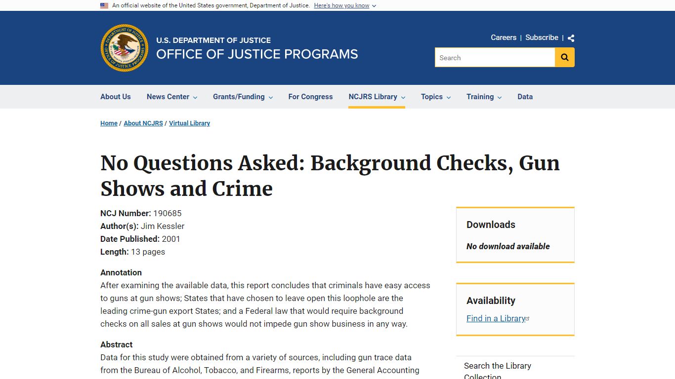 No Questions Asked: Background Checks, Gun Shows and Crime